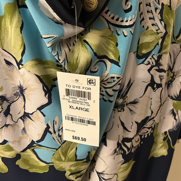 XL Pull Over Blue Multi- Color Printed Ankle Length Dress - Picture 5 of 7